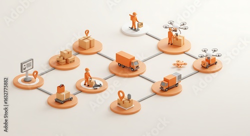 Supply Chain Visualization Showing Package Delivery Network