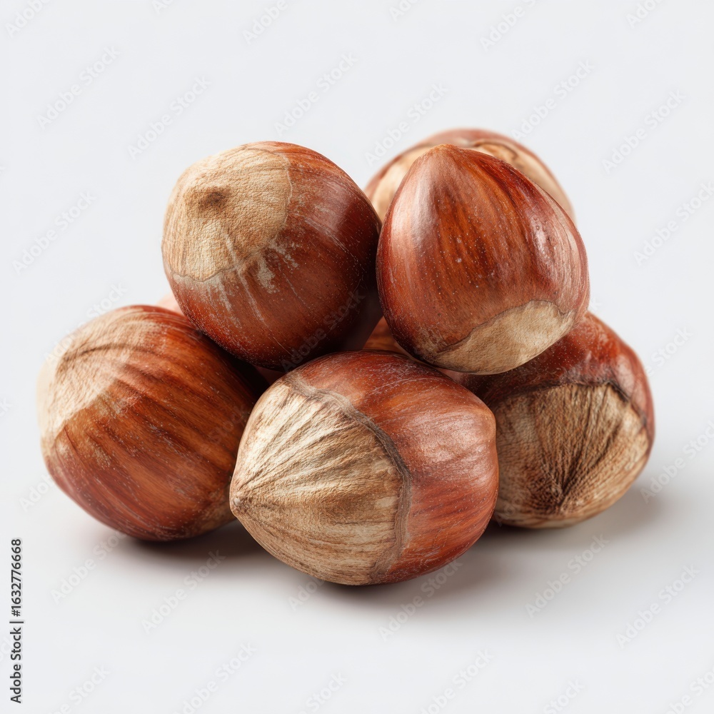 Obraz premium Pile of freshly harvested hazelnuts with natural shells