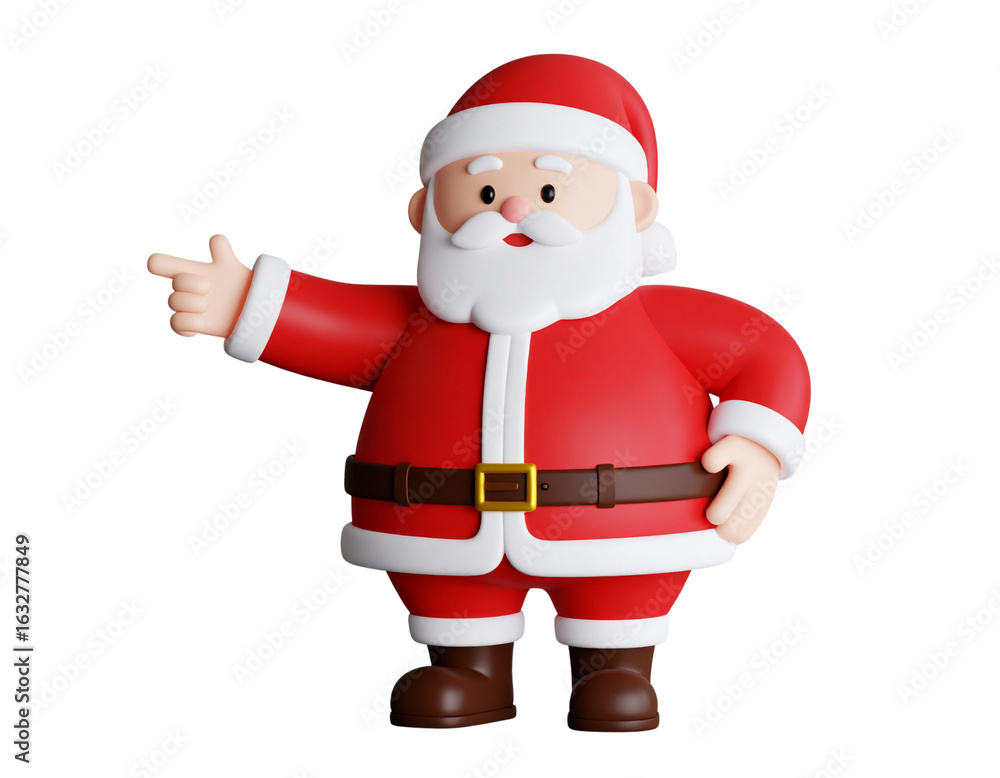 Obraz premium Playful Santa Character in Action Pose Pointing Sideways – Christmas Illustration Isolated