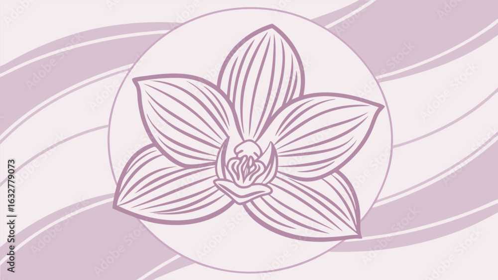 Elegant orchid blossom graphic in lavender with a stylish and minimalist floral design Elegant orchid blossom graphic in lavender with a stylish and minimalist floral design