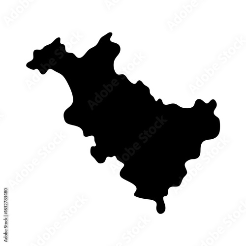 Black silhouette of an irregularly shaped landmass or large country isolated