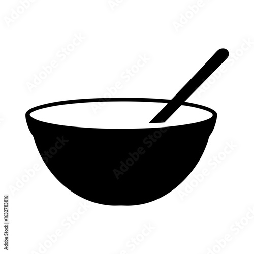 Simple Bowl with a Spoon Illustration for Food Related Designs