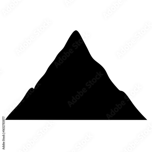 Silhouette of a majestic mountain range against a pristine white backdrop