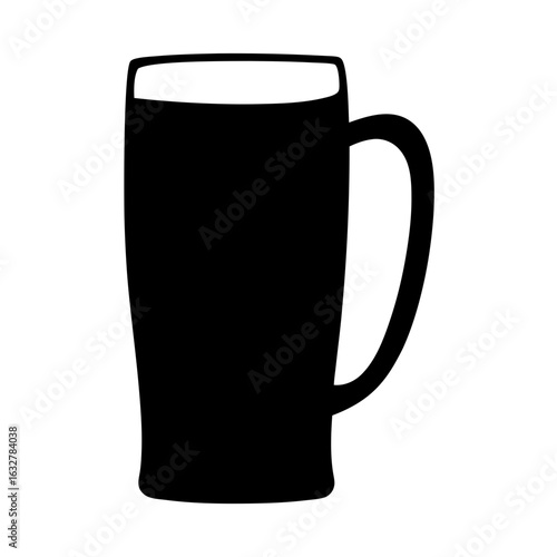 Stylized Black Silhouette of a Pint Beer Glass Against a White Background