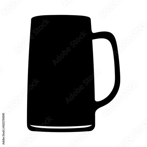 Silhouette of a simple black beer stein on a white background