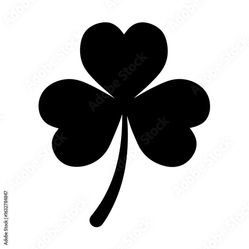 Bold black shamrock or clover leaf isolated on a white background