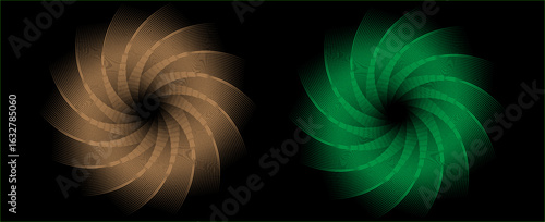 Gold and green metal circle frames 3d vector realistic illustration. First, second and third place medals or buttons isolated on white background. Certified. Quality blank, empty badge set. eps 10