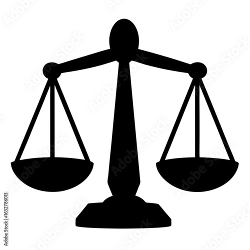 Black Silhouette of Scales of Justice on a White Background