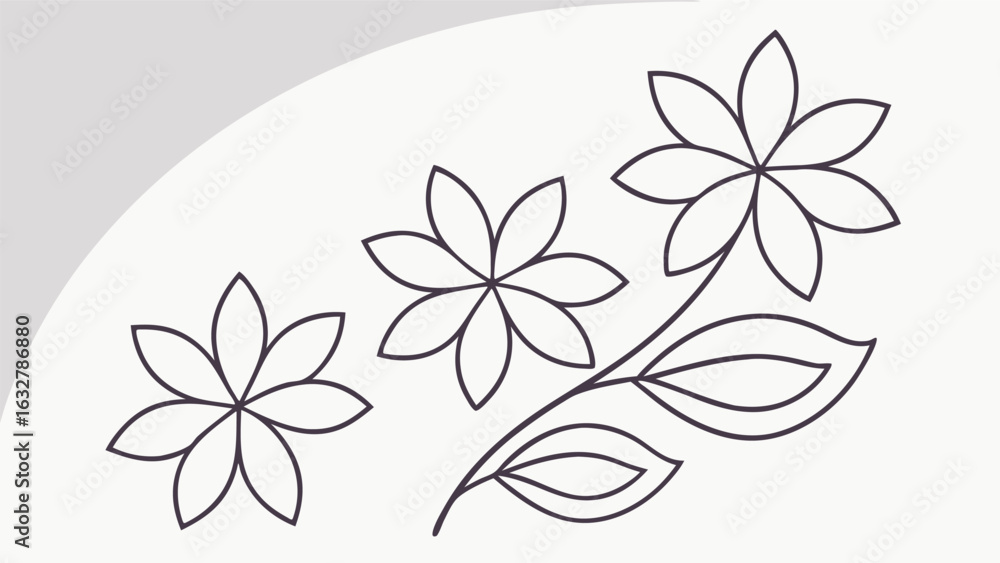 Obraz premium Simple floral outline vector illustration with petal design on a light background