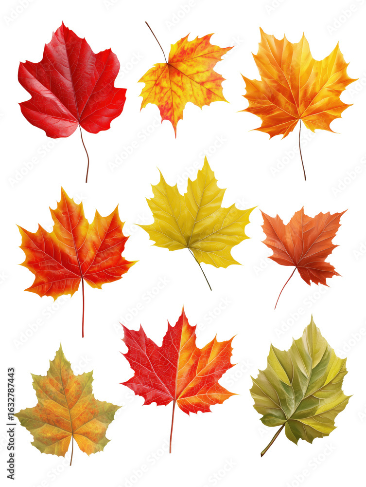 Fototapeta premium Maple leaf collection transparent background