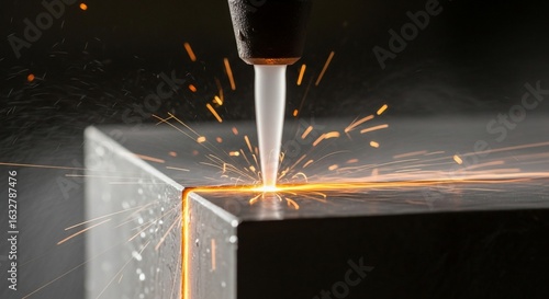 Wallpaper Mural Precision laser cutting metal with bright sparks and glowing edge Torontodigital.ca