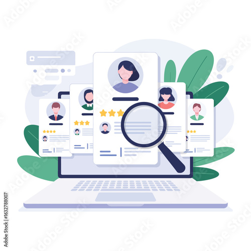 Online resume screening and candidate search on laptop