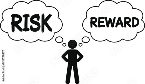 Risk reward analysis decision making concept illustration