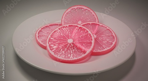 Pink citrus slices on plate