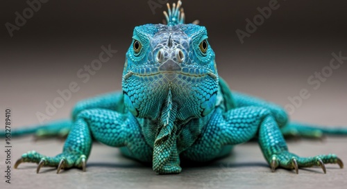 Vivid blue iguana close-up