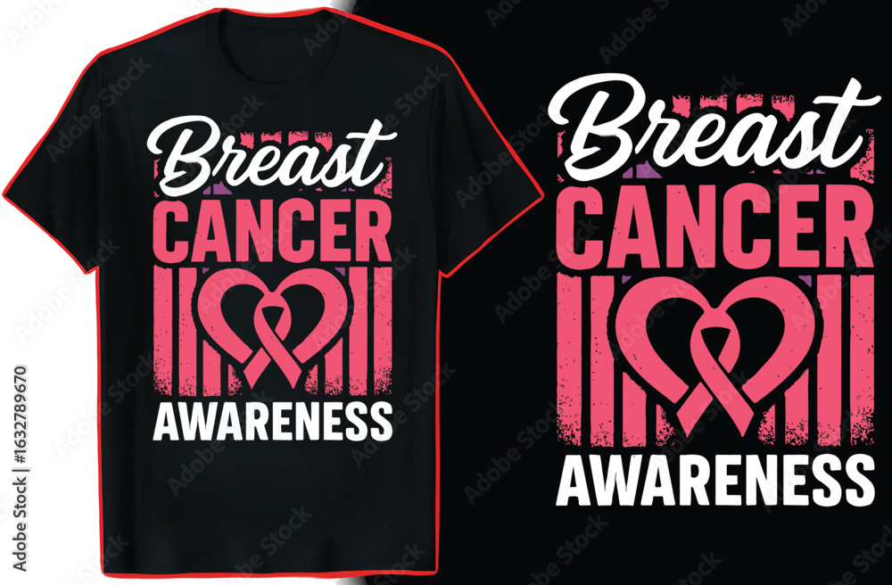 Obraz premium Breast Cancer Awareness T-Shirt Design, In October We Wear Pink Shirt, Pink Ribbon Graphic Tee for Women, Support Fighter Survivor Quote Shirt