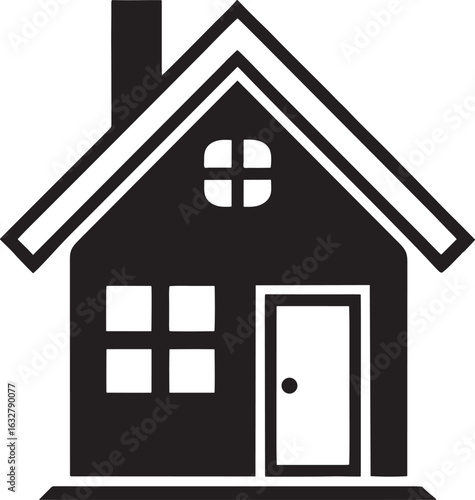 Simple house icon vector graphic for real estate and home design