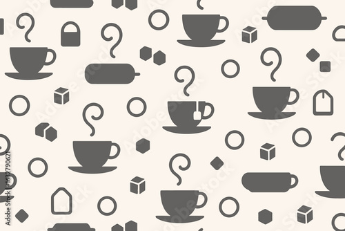 Coffee cup patterns create a cozy and inviting atmosphere for relaxing moments at a cafe
