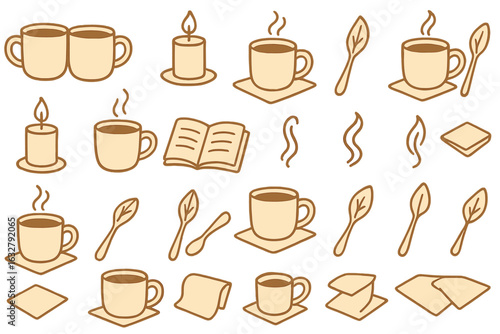 Warm beverages and cozy elements create a tranquil atmosphere for reading and relaxation at home during the afternoon