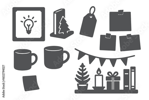 Creative workspace elements arranged for an inspiring and productive environment during the holiday season