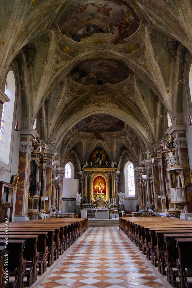Fototapeta premium March 2025: View of city center, Brixen, Bressanone, Italy.