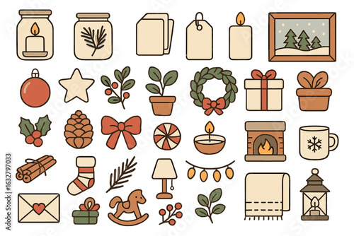 Festive collection of holiday-themed elements for seasonal decor and celebrations