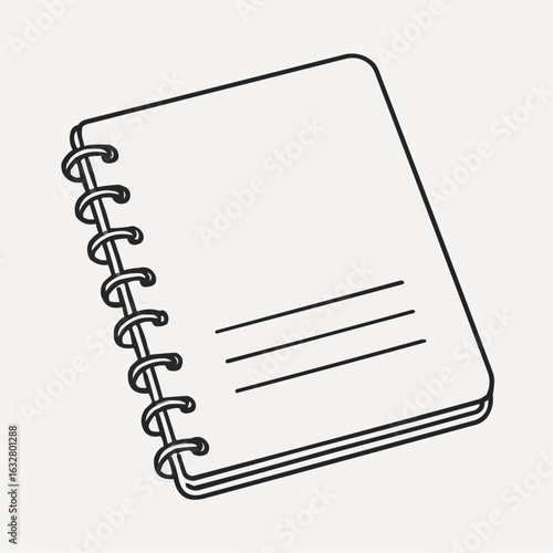 Blank spiral notebook with lines for writing notes  
