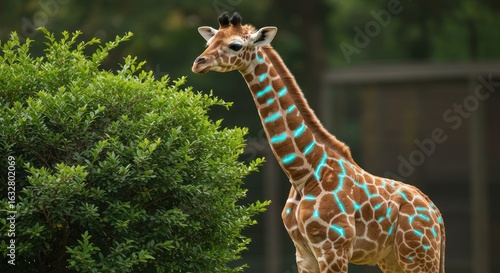 Young giraffe in a zoo
