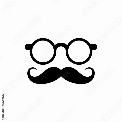 Glasses and Mustache Icon – Retro Disguise Silhouette Vector Design