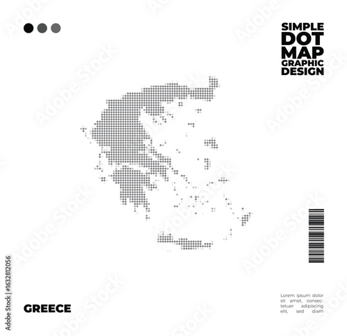 Clean Vector Dot Map of Greece for Marketing, Research, or UI Design