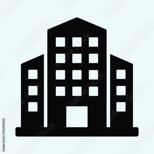 Silhouette generic office building downtown commercial architecture vector illustrator