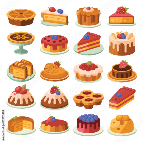 Collection of delicious sweet desserts and pastries in a grid layout