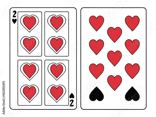 Poker Hand with Hearts and Spades Isolated on White Background Gambling Theme and Casino Fun