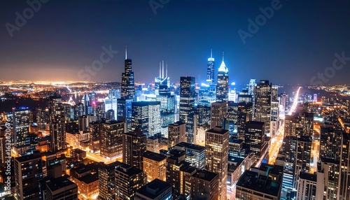 Wallpaper Mural Aerial view of a vibrant city at night Torontodigital.ca