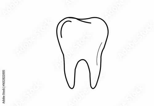 Lean, simple line art icon of a tooth for general dentistry