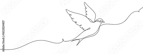 Simple continuous line vector of hummingbird. editable stroke.