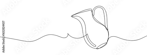 Continuous line vector of a pitcher pouring water. editable stroke.