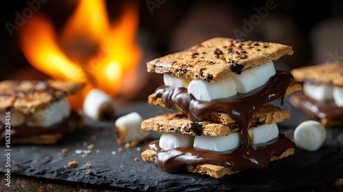 S'mores Marshmallow Chocolate Treat: Indulgent Campfire Snack with Crunchy Graham Crackers for Summertime Outdoor Gatherings & Cozy Backyard Evenings - Perfect Sweet Dessert