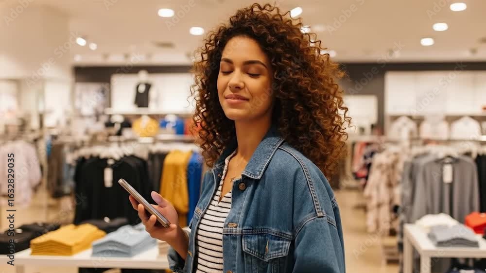 Mulher jovem fazendo compras em uma loja de moda feminina