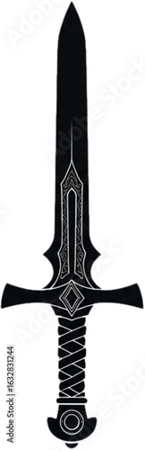 Excalibur Silhouette Vector – Black Sword Outline of Legendary Medieval Weapon