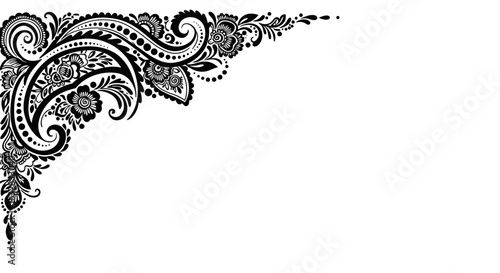 Intricate paisley corner design with detailed floral and scrollwork patterns.