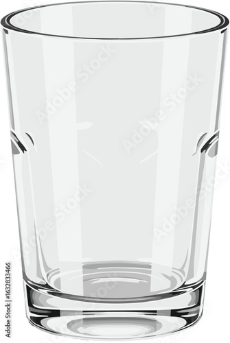 Crystal clear glass tumbler against white background illuminates its clean design