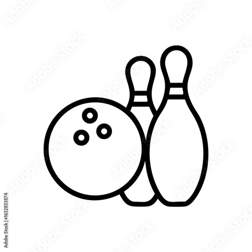 Icon of a bowling ball and pins representing the sport
