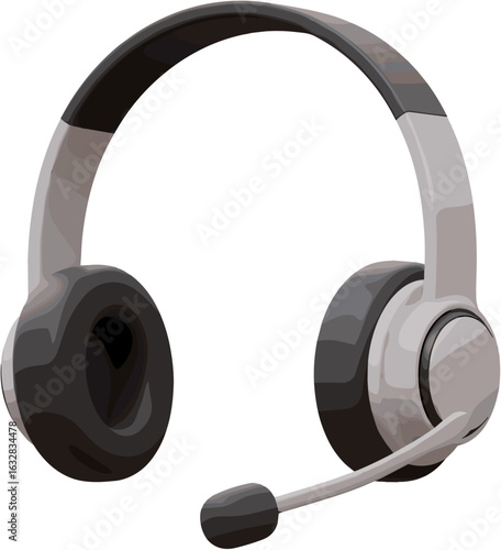 Sleek white headset with microphone isolated on clean background image