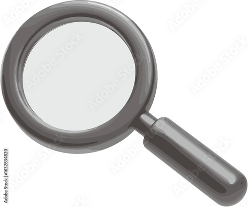Metallic magnifying glass isolated, focusing attention closely