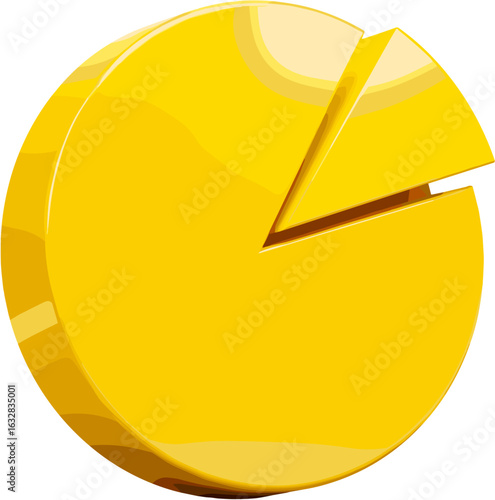 Bright yellow circular diagram with slice removed shows business concept