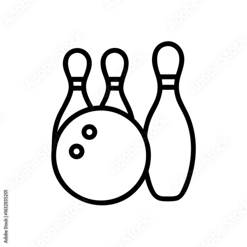 Icon of a bowling ball and pins representing the sport