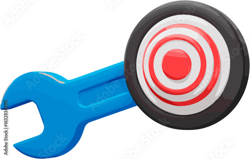 Blue wrench adjusting target aiming precisely