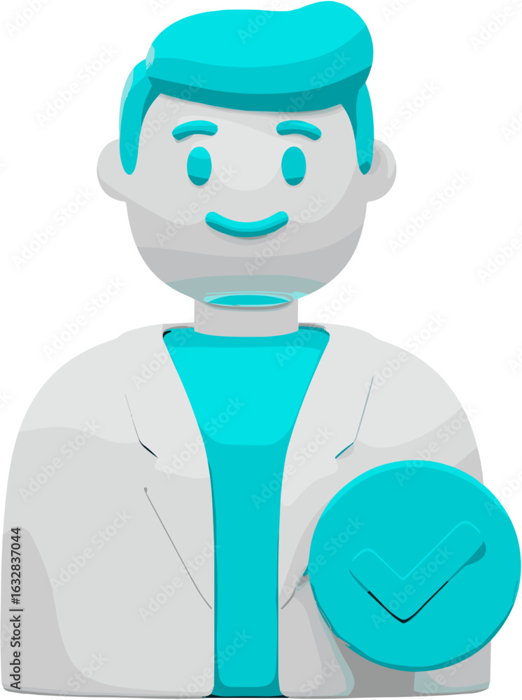 Fototapeta premium Illustrated doctor wearing a white coat in vibrant, clean, modern style