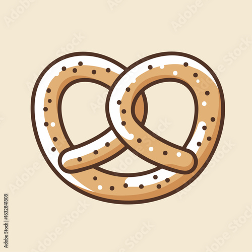 Pretzel, delicious baked treat, sits against soft cream backdrop, showcasing its twisted form and crispy texture. Pretzel snack, baked with precision and attention to detail,